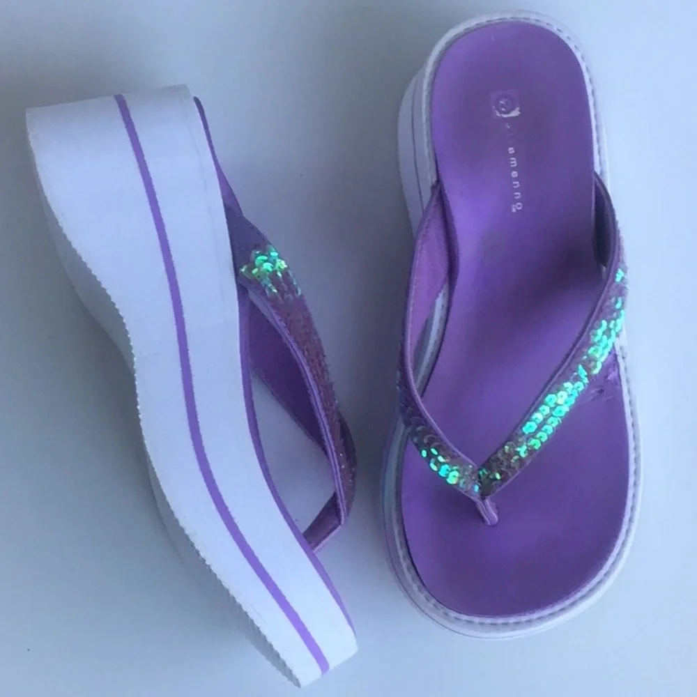 90’s Y2K platform wedge thong sandals